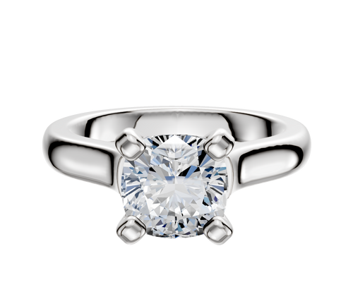 14K White Gold 4 Prong Cathedral Dome 3.0mm Engagement Ring