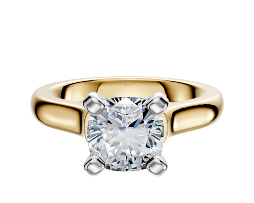 18K Two Tone 4 Prong Cathedral Dome 3.0mm Engagement Ring