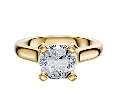 18K Yellow Gold 4 Prong Cathedral Dome 3.0mm Engagement Ring