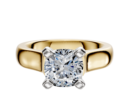 18K Two Tone 4 Prong Cathedral Dome 4.0mm Engagement Ring