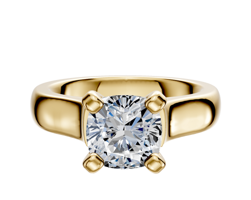 18K Yellow Gold 4 Prong Cathedral Dome 4.0mm Engagement Ring