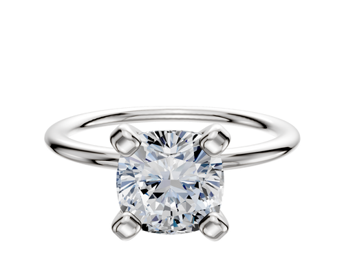 18K White Gold 4 Prong Classic Dome 1.5mm Engagement Ring
