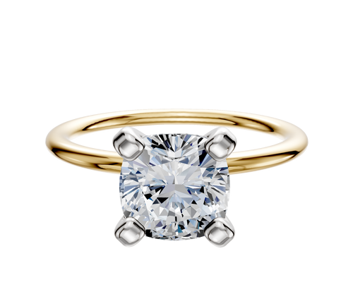 18K Two Tone 4 Prong Classic Dome 1.5mm Engagement Ring