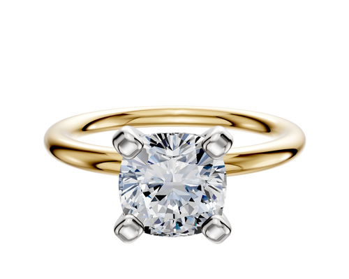 14K Two Tone 4 Prong Classic Dome 2.0mm Engagement Ring