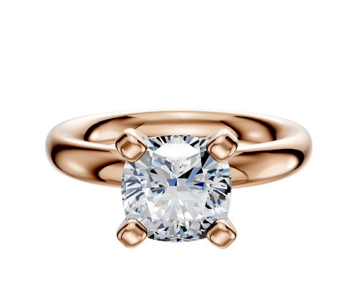 18K Rose Gold 4 Prong Classic Dome 3.0mm Engagement Ring