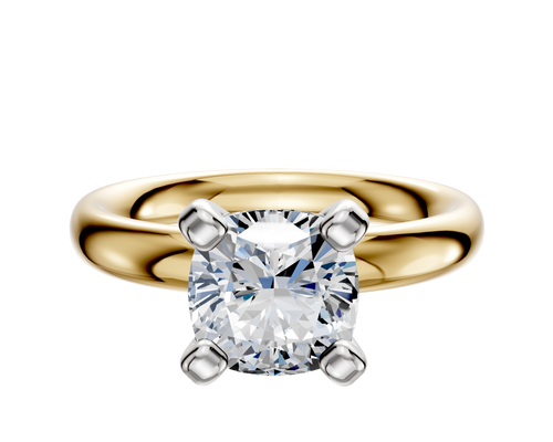 18K Two Tone 4 Prong Classic Dome 3.0mm Engagement Ring