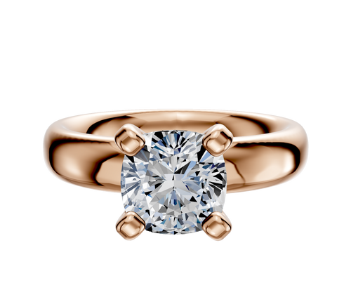 18K Rose Gold 4 Prong Classic Dome 4.0mm Engagement Ring