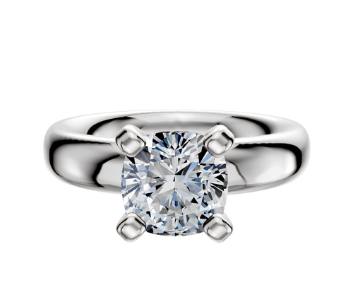 14K White Gold 4 Prong Classic Dome 4.0mm Engagement Ring