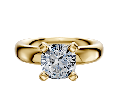 18K Yellow Gold 4 Prong Classic Dome 4.0mm Engagement Ring