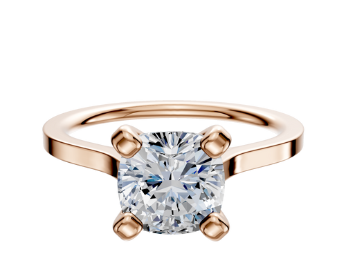 14K Rose Gold 4 Prong Cathedral Flat 1.5mm Engagement Ring