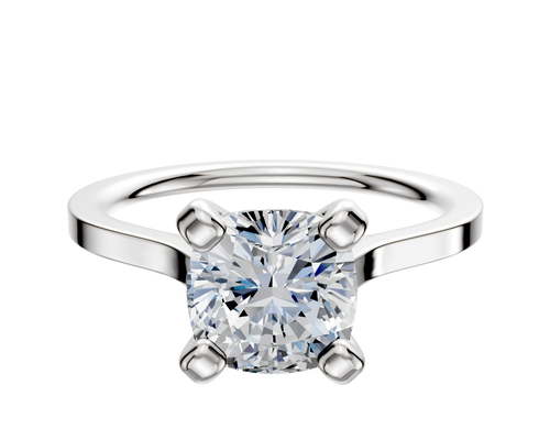 18K White Gold 4 Prong Cathedral Flat 1.5mm Engagement Ring