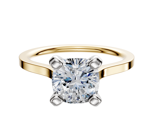 18K Two Tone 4 Prong Cathedral Flat 1.5mm Engagement Ring