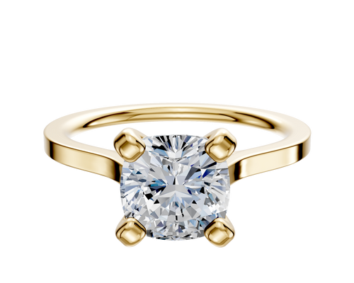 18K Yellow Gold 4 Prong Cathedral Flat 1.5mm Engagement Ring