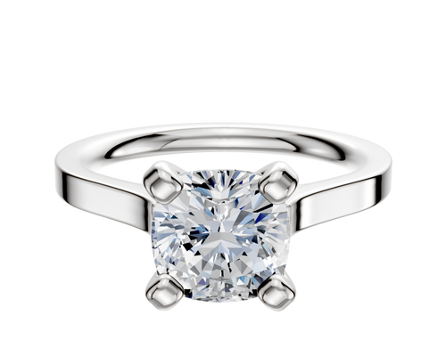 14K White Gold 4 Prong Cathedral Flat 2.0mm Engagement Ring