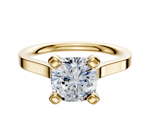 18K Yellow Gold 4 Prong Cathedral Flat 2.0mm Engagement Ring