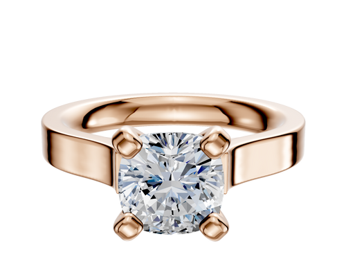18K Rose Gold 4 Prong Cathedral Flat 3.0mm Engagement Ring