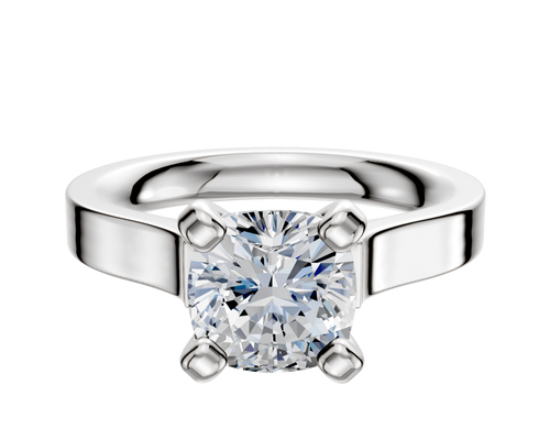 18K White Gold 4 Prong Cathedral Flat 3.0mm Engagement Ring