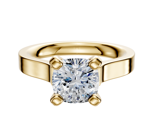 18K Yellow Gold 4 Prong Cathedral Flat 3.0mm Engagement Ring