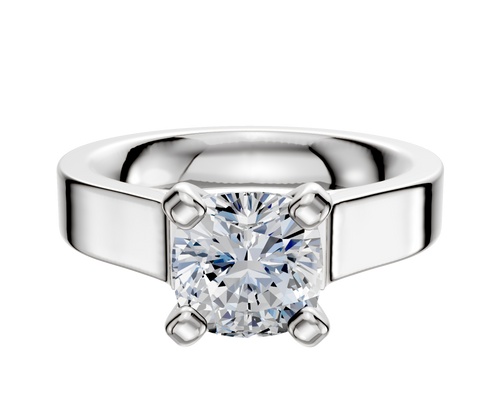 18K White Gold 4 Prong Cathedral Flat 4.0mm Engagement Ring