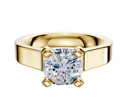 18K Yellow Gold 4 Prong Cathedral Flat 4.0mm Engagement Ring