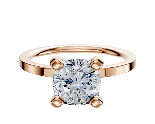 18K Rose Gold 4 Prong Classic Flat 1.5mm Engagement Ring