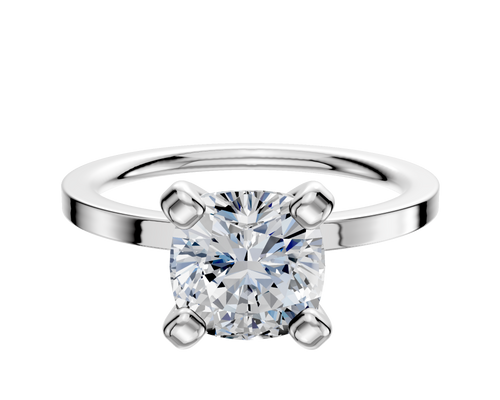 18K White Gold 4 Prong Classic Flat 1.5mm Engagement Ring