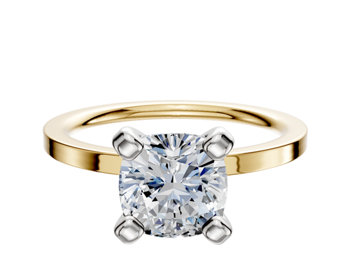 18K Two Tone 4 Prong Classic Flat 1.5mm Engagement Ring