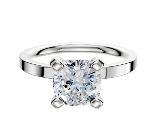 18K White Gold 4 Prong Classic Flat 2.0mm Engagement Ring