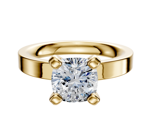 14K Yellow Gold 4 Prong Classic Flat 3.0mm Engagement Ring