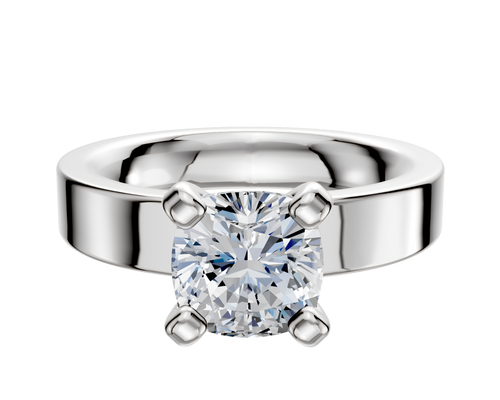 18K White Gold 4 Prong Classic Flat 4.0mm Engagement Ring