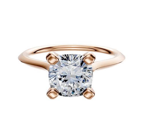 18K Rose Gold 4 Prong Cathedral Knife Edge 1.5mm Engagement Ring