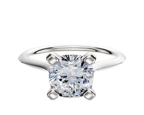 14K White Gold 4 Prong Cathedral Knife Edge 1.5mm Engagement Ring