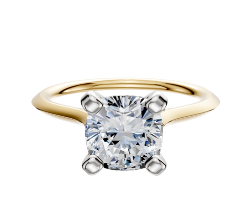 14K Two Tone 4 Prong Cathedral Knife Edge 1.5mm Engagement Ring