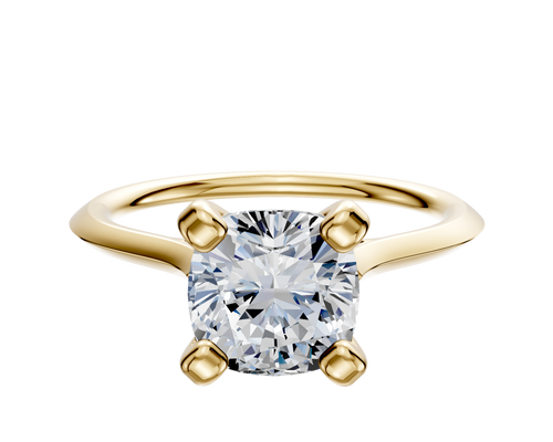 18K Yellow Gold 4 Prong Cathedral Knife Edge 1.5mm Engagement Ring