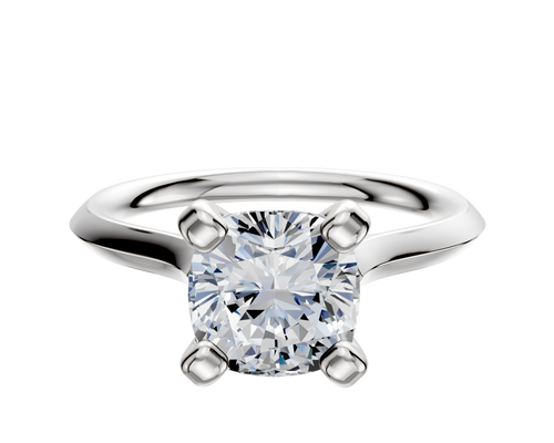 18K White Gold 4 Prong Cathedral Knife Edge 2.0mm Engagement Ring