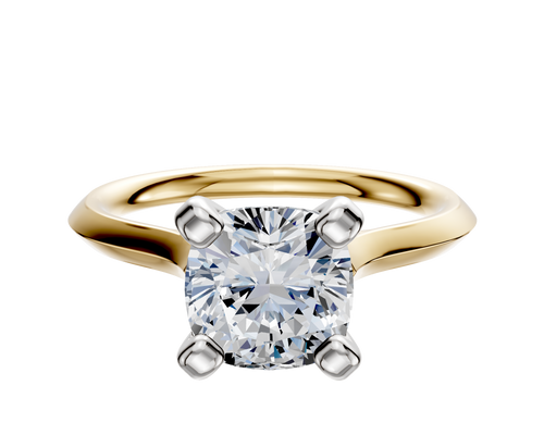 18K Two Tone 4 Prong Cathedral Knife Edge 2.0mm Engagement Ring