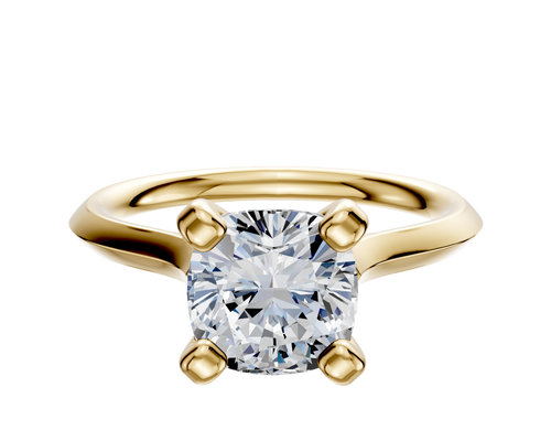 18K Yellow Gold 4 Prong Cathedral Knife Edge 2.0mm Engagement Ring