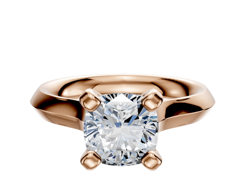 18K Rose Gold 4 Prong Cathedral Knife Edge 3.0mm Engagement Ring