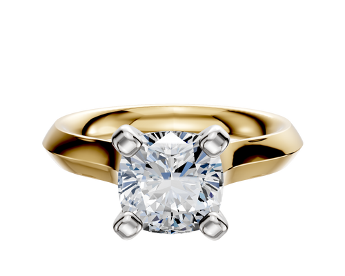 18K Two Tone 4 Prong Cathedral Knife Edge 3.0mm Engagement Ring
