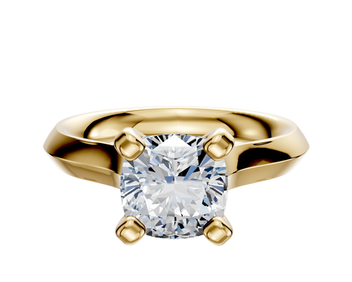 14K Yellow Gold 4 Prong Cathedral Knife Edge 3.0mm Engagement Ring