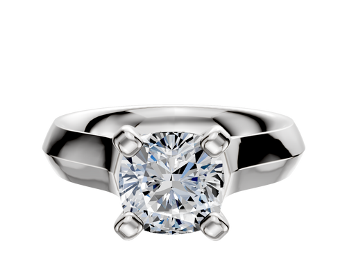 18K White Gold 4 Prong Cathedral Knife Edge 4.0mm Engagement Ring