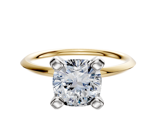 14K Two Tone 4 Prong Classic Knife Edge 1.5mm Engagement Ring