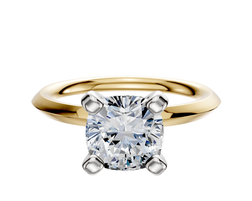 14K Two Tone 4 Prong Classic Knife Edge 2.0mm Engagement Ring