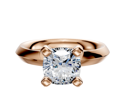 18K Rose Gold 4 Prong Classic Knife Edge 3.0mm Engagement Ring