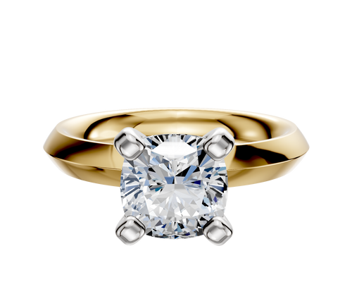 14K Two Tone 4 Prong Classic Knife Edge 3.0mm Engagement Ring