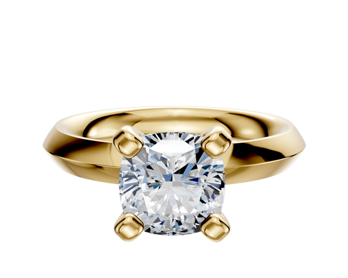 18K Yellow Gold 4 Prong Classic Knife Edge 3.0mm Engagement Ring
