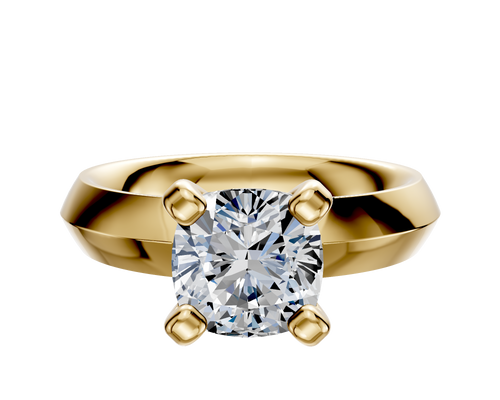 18K Yellow Gold 4 Prong Classic Knife Edge 4.0mm Engagement Ring