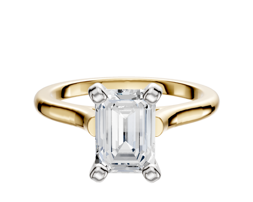 18K Two Tone 4 Prong Cathedral Dome 2.0mm Engagement Ring