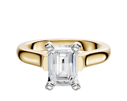 18K Two Tone 4 Prong Cathedral Dome 3.0mm Engagement Ring