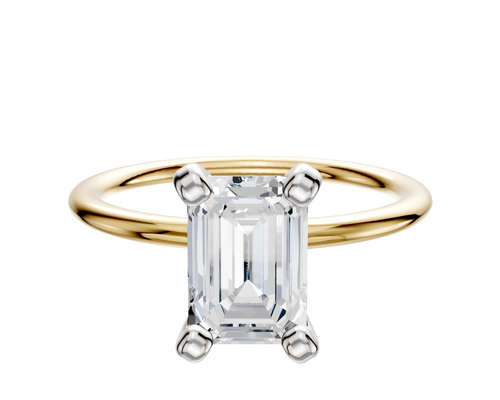 18K Two Tone 4 Prong Classic Dome 1.5mm Engagement Ring